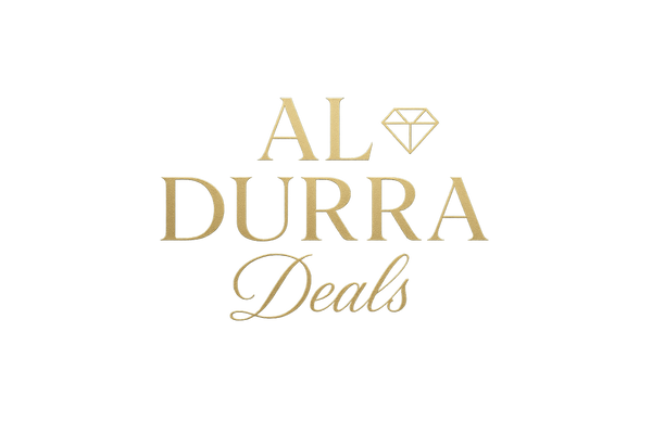 "A luxurious and elegant logo for a high-end jewelry brand named 'Al Durra Deals'. Minimalist yet sophisticated design with refined serif or modern calligraphy font, subtle gold gradient, and clean spacing. Incorporate a minimal abstract diamond or necklace curve as a delicate accent. Premium luxury feel, black or deep navy background with gold lettering, high contrast, timeless and memorable style."