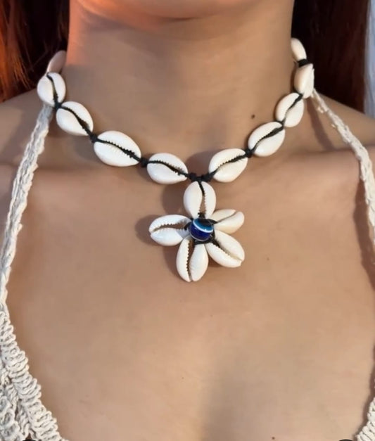 Europe US Fashion Bold Necklace Devil Eye Shell Pendant Adjustable Summer Beach Vacation Jewelry for Women